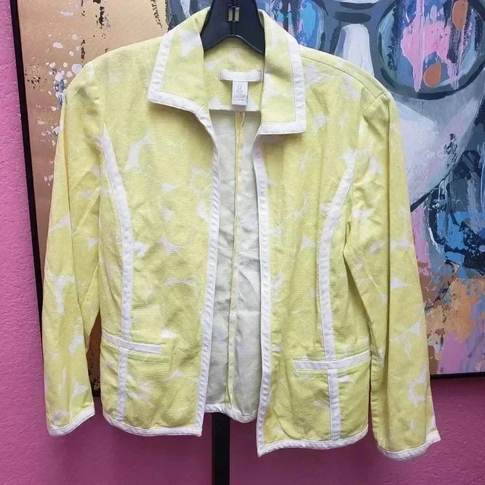 Chico's Yellow and White Jacket Size 0